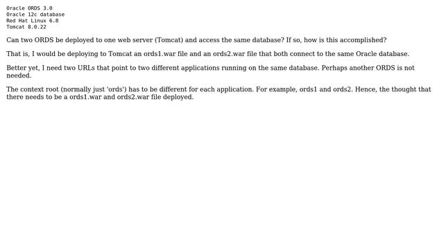 Two Oracle ORDS on one web server accessing one database смотреть онлайн