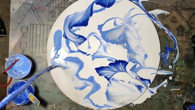 Морозные узоры, нарисованные вязальными нитками. Флюид арт. Абстракция. смотреть онлайн