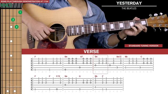 Yesterday Guitar Lesson  - The Beatles Guitar Tutorial 🎸|Fingerpicking + Standard Tuning + TAB|