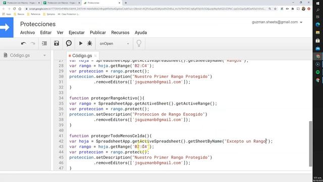 Proteger celdas, rangos y hojas en Google Sheets con Macros de Google Apps Script смотреть онлайн