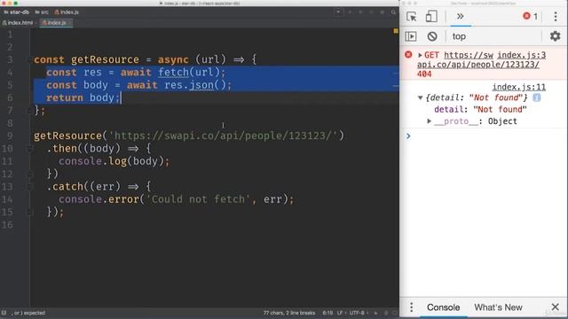 053 Обработка ошибок в Fetch API смотреть онлайн