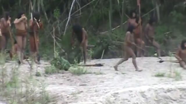Uncontacted Amazon Tribe Interacts with Local Community in Madre de Dios, Peru смотреть онлайн
