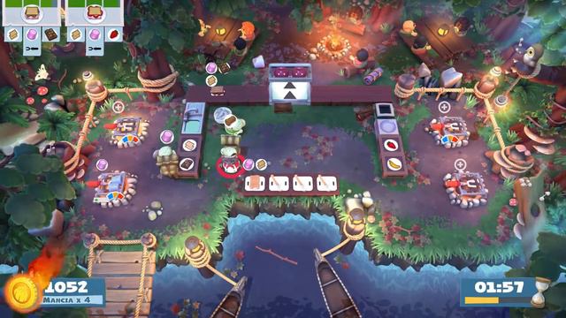 (outdated) Overcooked 2. Campfire Cook Off 2-3 | 3 players online coop 4 stars | Score: 2228