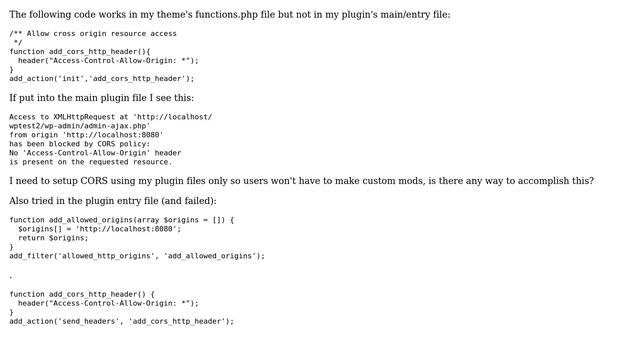 Wordpress: allowed_http_origins() only works in theme functions.php смотреть онлайн