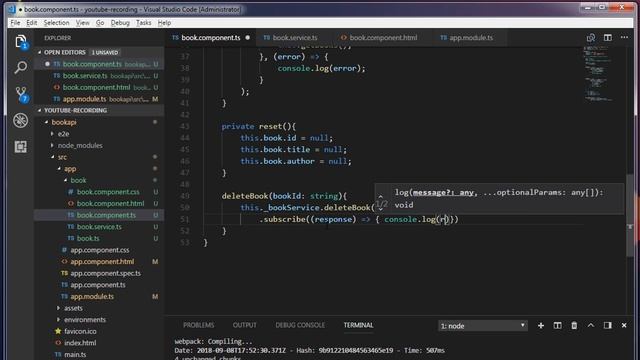 Angular and Spring MVC CRUD Tutorial - Deleting book using http delete() - Part 20 смотреть онлайн