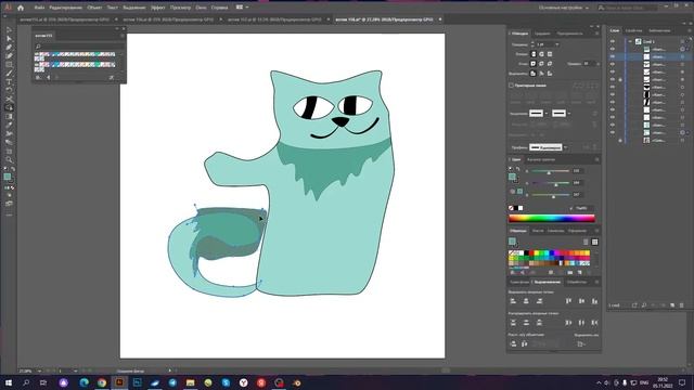 Рисуем паттерн с забавными котиками в Adobe Illustrator по мотивам детских рисунков. смотреть онлайн