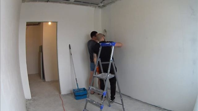 оклеивание стен стекловолокном за 4 минуты(часть1) смотреть онлайн