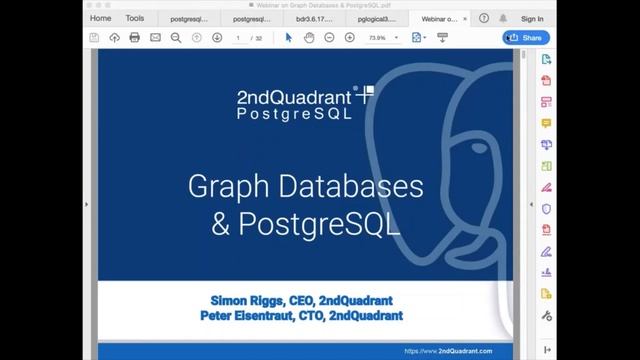 Webinar Preview: Creating Graph Databases in PostgreSQL by Simon Riggs смотреть онлайн