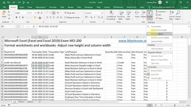 Excel Exam 8 | Adjust Row height and Column Width Hindi смотреть онлайн