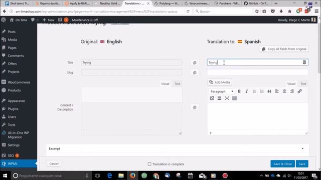 Traducir productos ecommerce Wordpress con WPML смотреть онлайн