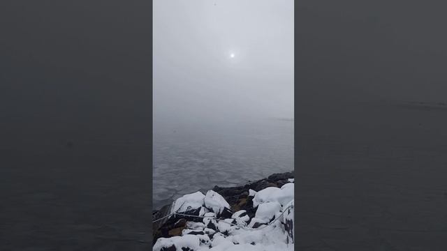 Прихватило наш незамерзающий порт Лиинахамари... через 2 часа полметровая волна очистила бухту! смотреть онлайн