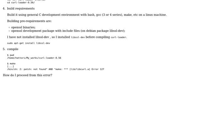 How do I fix "/bin/sh: 2: patch: not found" and "make: \*\*\* [lib/libcurl.a] Error 127" errors? смотреть онлайн
