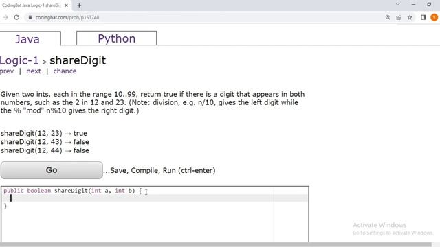 Coding bat Java Logic-1 (shareDigit) || Basic boolean logic puzzles -- if else && || !. смотреть онлайн