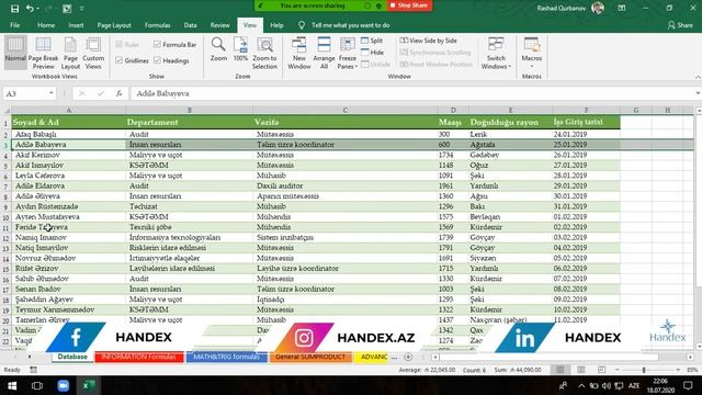 Excel dərsləri - 9.4 Exceldə Split əmri | Excelde Split özelliği смотреть онлайн