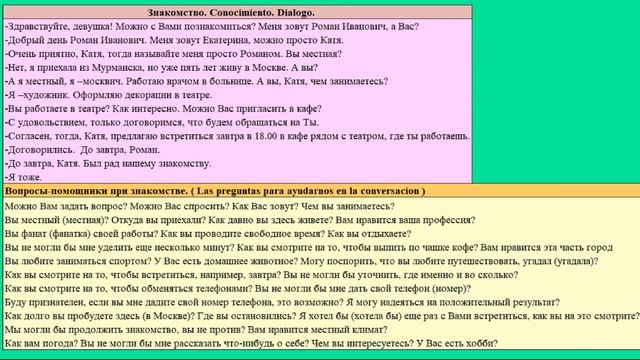 Las preguntas para conversacion . Dialogo en ruso. Conocimiento . Clase de ruso. Nivel 1. смотреть онлайн