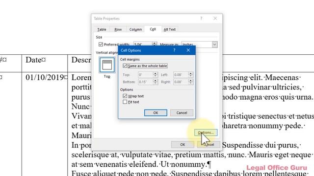 Resetting table cell margins and text alignment in Microsoft Word смотреть онлайн