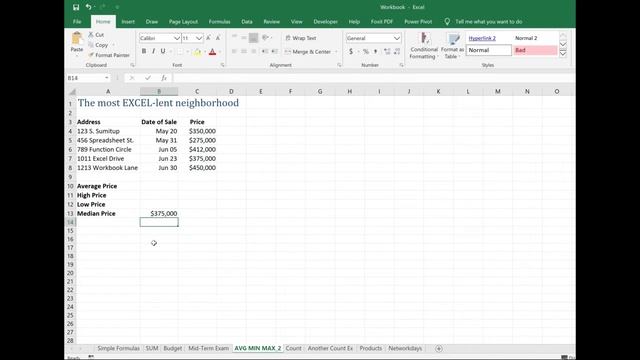 Excel Formulas & Functions Intro: Average, Max, Min, Count Functions. Lesson 3 of 4 смотреть онлайн