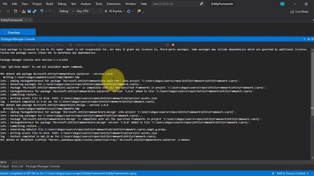 How to connect a database(SqlServer) with EntityFrameworkCore 3 with Commands смотреть онлайн
