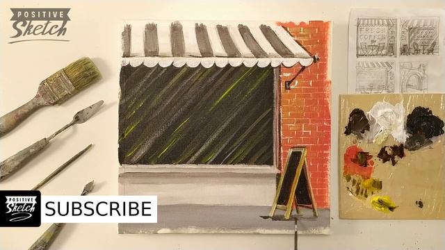 Acrylic painting, Cityscape, Coffee House, Easy painting tutorial смотреть онлайн