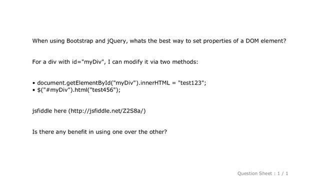 HTML : Bootstrap DOM properties - getElementById or $(" ")? смотреть онлайн