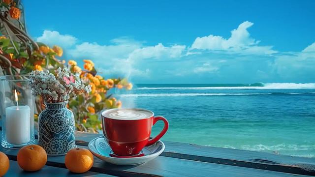 Seaside Cafe Jazz Ambience - Bossa Nova Music, Smooth Jazz BGM, Ocean Wave Sound for relax смотреть онлайн