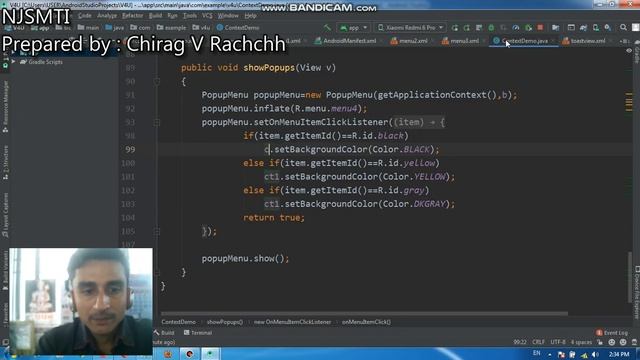 Android Practical 13 | Using Popup Menu | part 2 | Popup Menu | смотреть онлайн