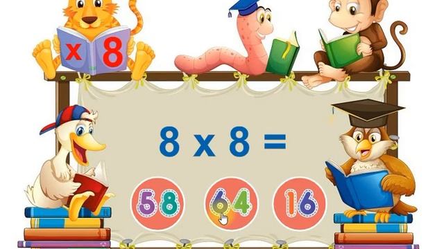 Таблица умножения на 8 с тигром. Multiplication table of 8 смотреть онлайн