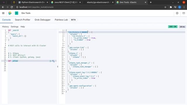 Connecting to Elastisearch Cluster (Kibana, cURL, Client) [ElasticSearch 7 for Beginners #2.3] смотреть онлайн