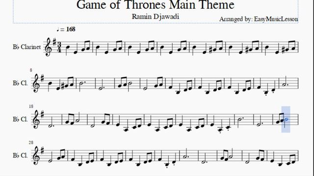 Clarinet Sheet Music: How to play Game of Thrones Main Theme by Ramin Djawadi смотреть онлайн