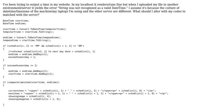 C# Error - System.FormatException: String was not recognized as a valid DateTime смотреть онлайн