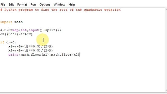 Python program to find the root of the quadratic equation смотреть онлайн