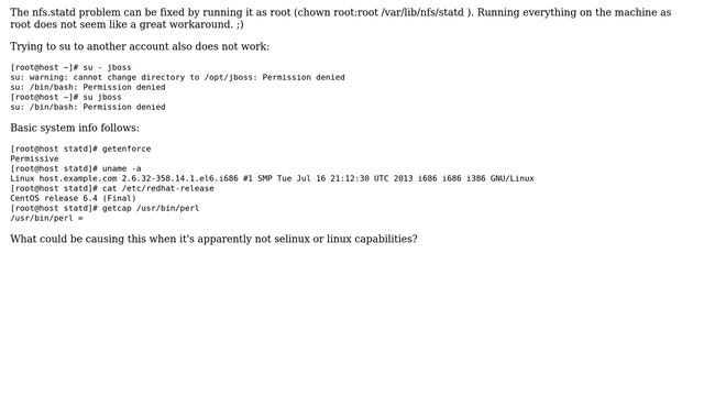 DevOps & SysAdmins: Linux 2.6.32 Centos 6.4 setuid() fail / security changes? смотреть онлайн