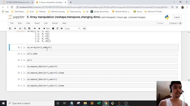 Numpy | 5. Array manipulation (reshape,transpose,changing dimensions) смотреть онлайн