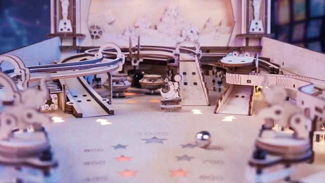 Деревянный механический конструктор Пинбол Robotime Pinball смотреть онлайн