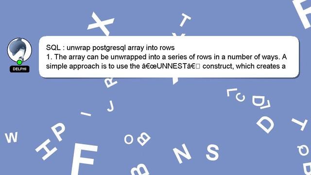 SQL : unwrap postgresql array into rows смотреть онлайн