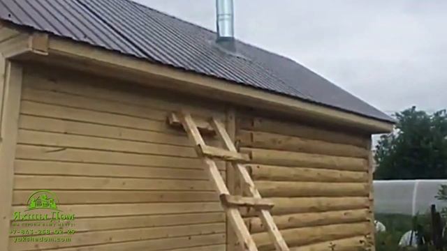 Недорогая баня из бревна 3х3 с каркасным предбанником 2х3 Казань смотреть онлайн