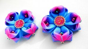 Цветы из лент. Бантики Зефирки Канзаши