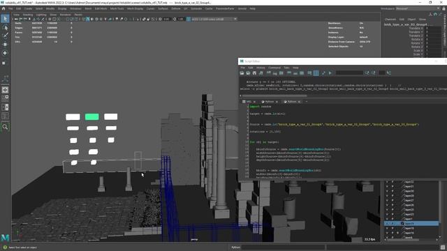 Generate brick walls with Maya and Python смотреть онлайн