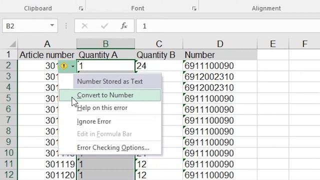 Convert Text to Numbers in Excel - Green Triangle смотреть онлайн