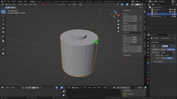 Blender , модификатор Boolean со всеми настройками