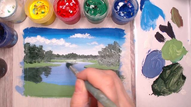 Как нарисовать летний пейзаж с озером смотреть онлайн