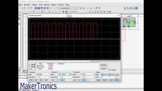 Inverter Simulation On Multisim | 12V- 240V AC Using A 555 Timer Half- Bridge Topology