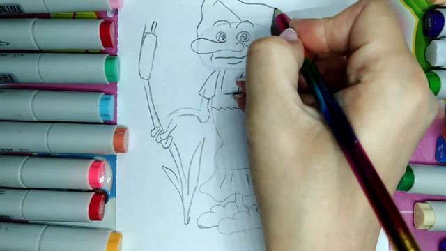 Как легко поэтапно нарисовать Кикимору болотную. Уроки рисования для детей и начинающих смотреть онлайн