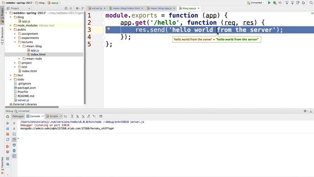 2.4) simple node js express RESTful web service for a MEAN blog web application webdev spring 2017 смотреть онлайн