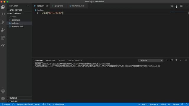 Hello World using Visual Studio Code, Python, and GitHub смотреть онлайн