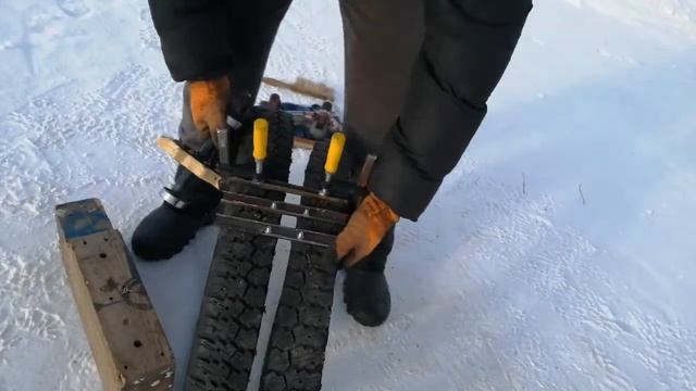 Самодельная гусеница на снегокат готова смотреть онлайн