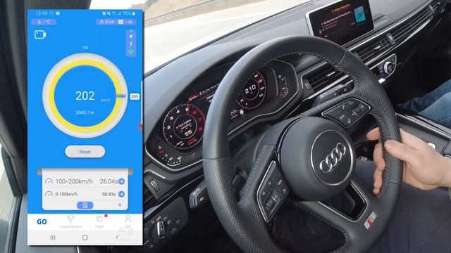 AUDI A4 B9 2.0 TFSI | 0-100 100-200 | Acceleration Dragy Sound