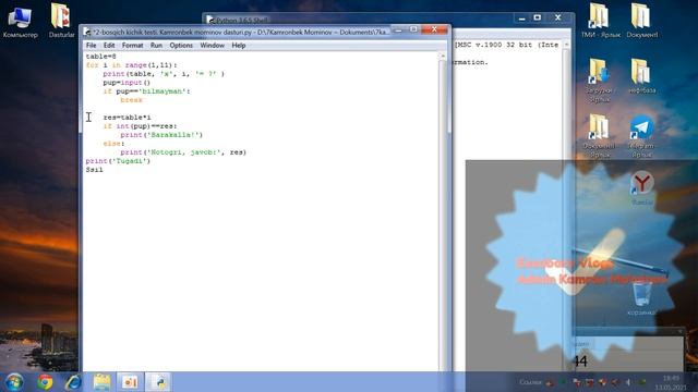 Python dasturlash tilida test yaratish ? | Pythonbox kanalidan смотреть онлайн