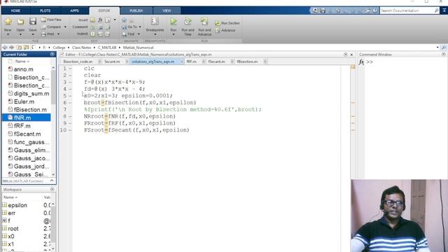 MATLAB functions for Bisection, Newton-Raphson, Secant and Regula-Falsi method || Lecture 21 смотреть онлайн
