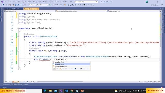 Delete All Files From Storage Account Container - Azure Blob Storage Account смотреть онлайн